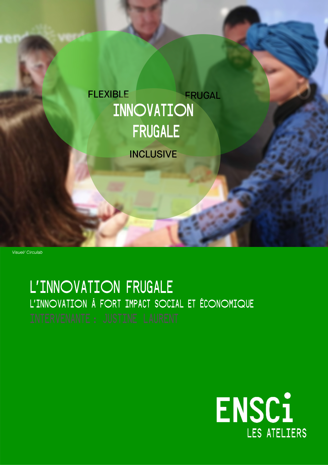 Justine Laurent en cours et schéma de l'innovation frugale